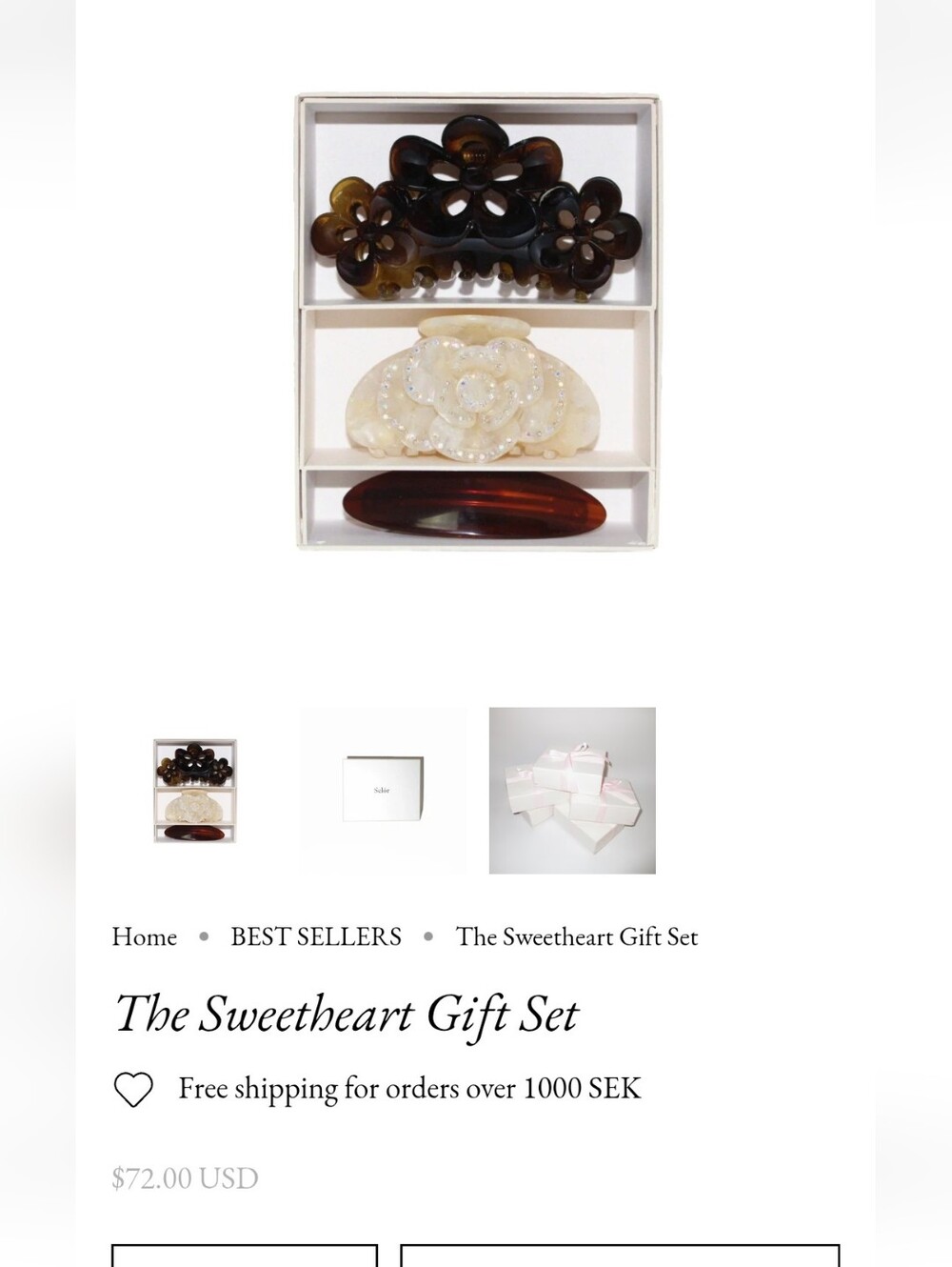 Selór Floral Hair Claw Clips and Brown Barrette Set. The Sweetheart Gift Set. - Picture 9 of 9